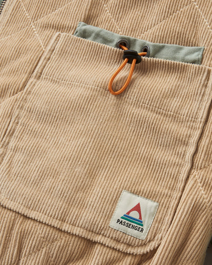 Lucia Quilted Cord Jacket - Stone/Pistachio - Flatlay