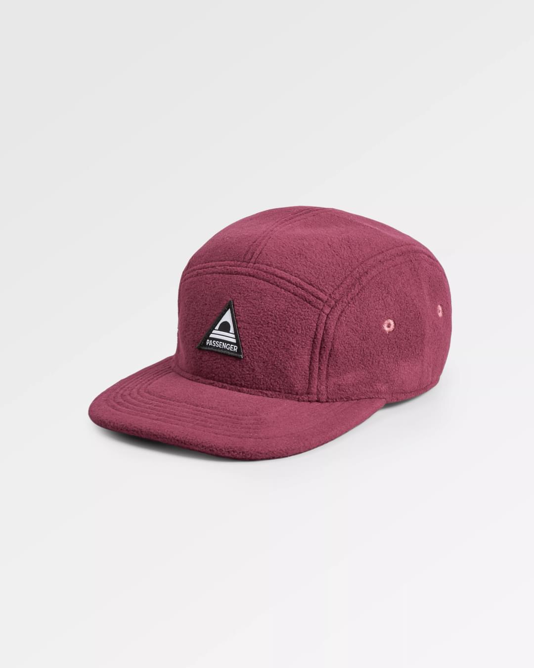 Pine Recycled Polar Fleece 5 Panel Cap - Wine - Flatlay