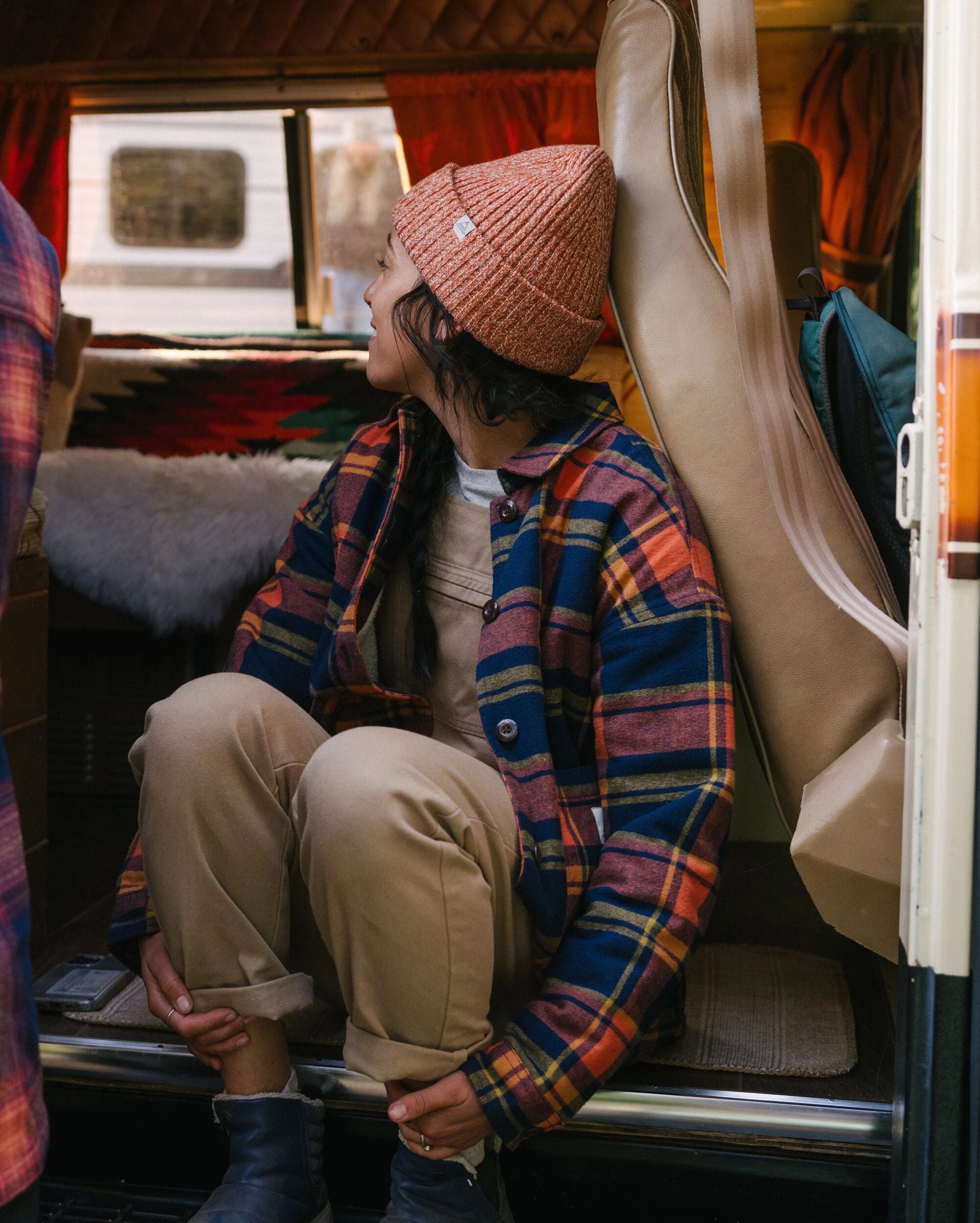 Flint Organic Cotton Overshirt - Rich Navy/Burnt Orange - Lifestyle