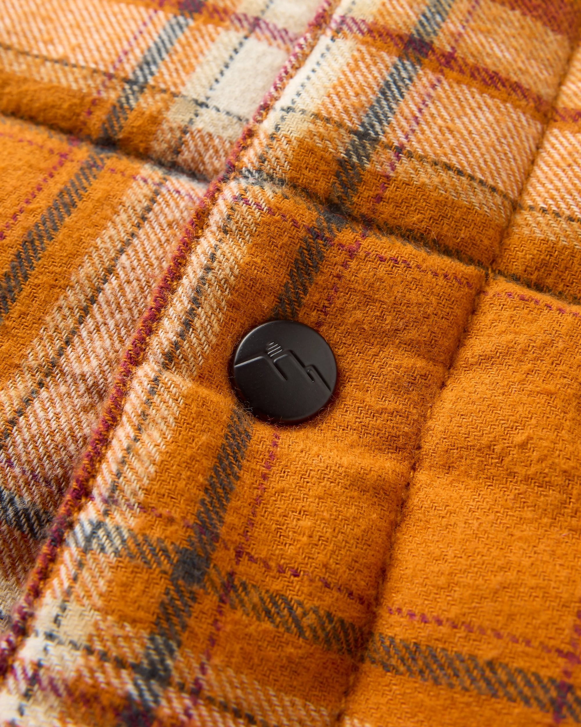 Taranaki Quilted Overshirt - Retro Orange Check - Flatlay