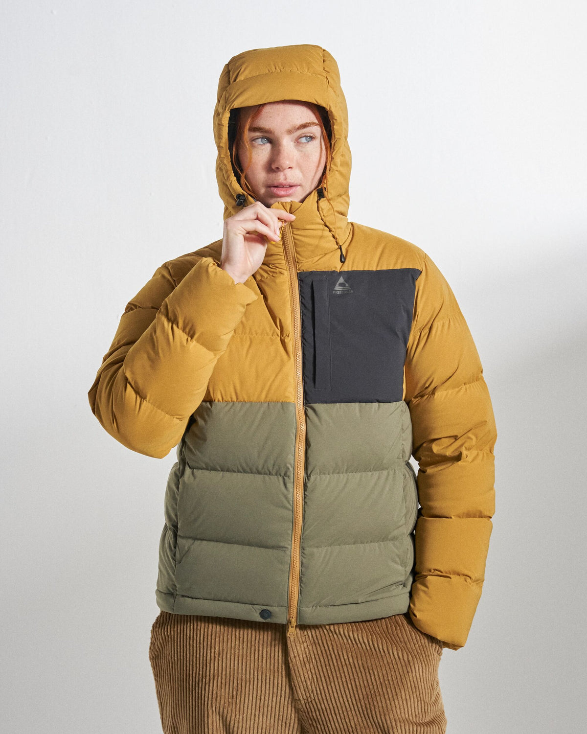 Cindra Down Jacket - Dusty Ochre/Dusty Olive - Studio Model