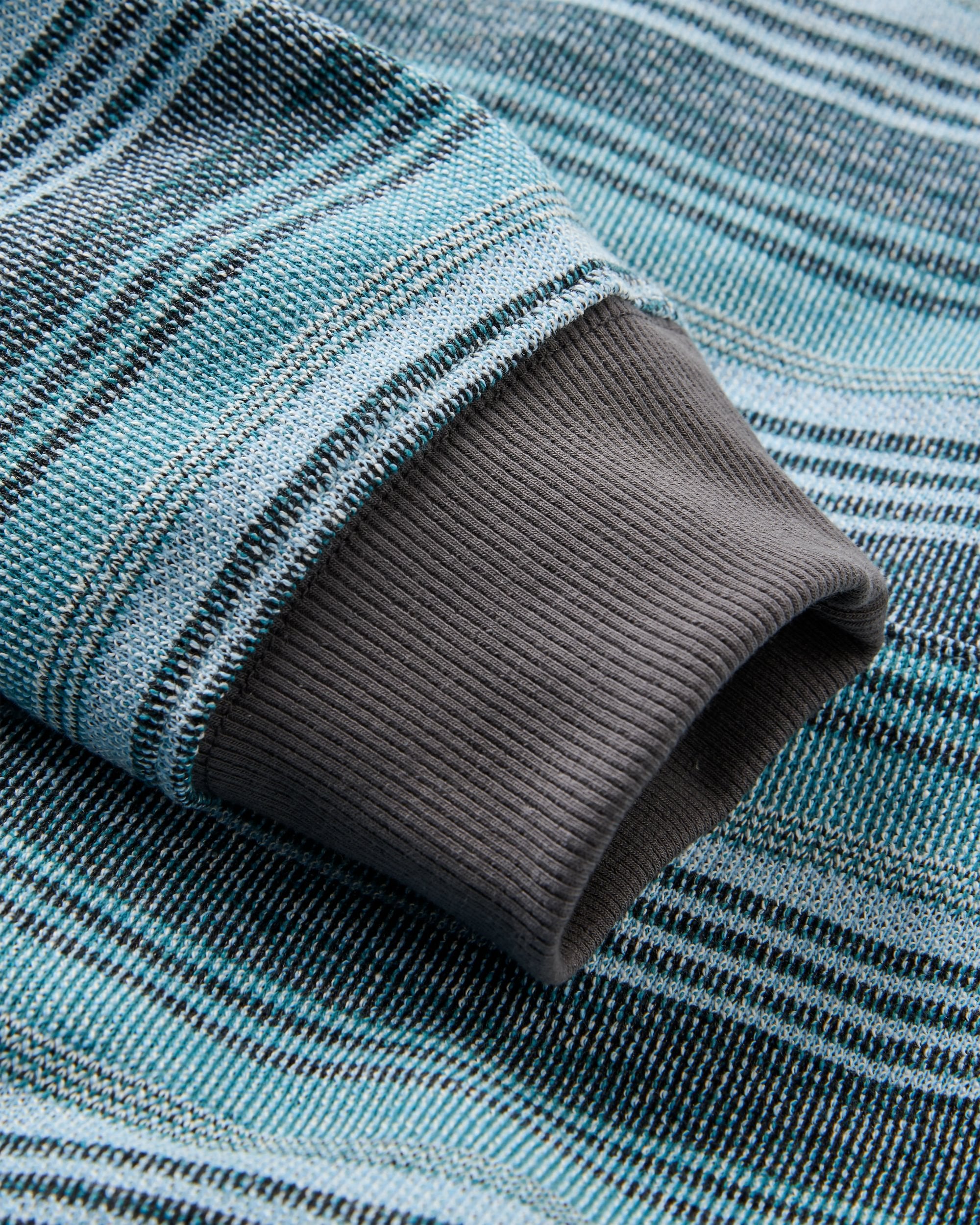 Lagoon Loopback Relaxed Fit Hoodie - Multi Blue Stripe - Flatlay