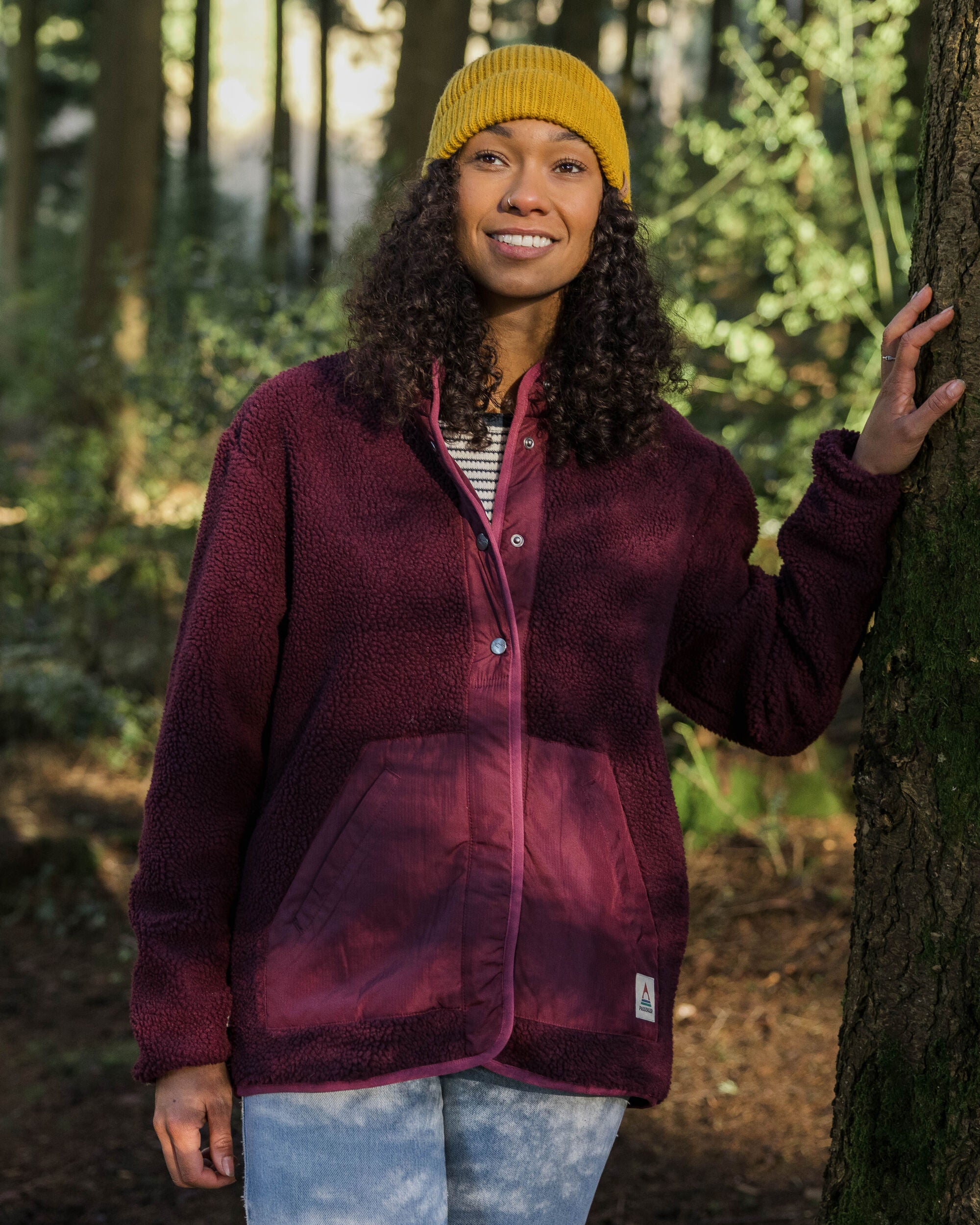 Clover Recycled Deep-Pile Sherpa Fleece - Wine - Lifestyle