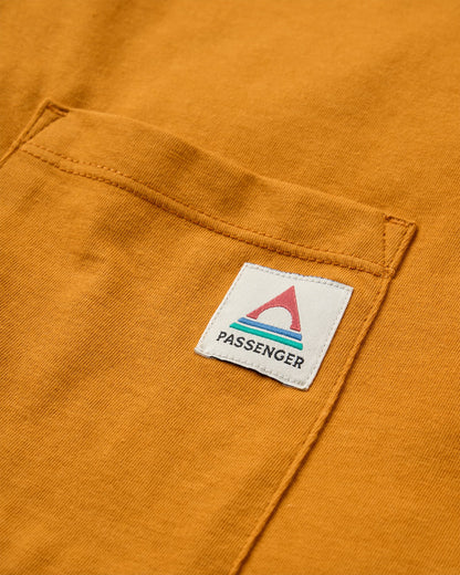 Heritage Relaxed Fit Henley T-shirt - Retro Orange - Flatlay