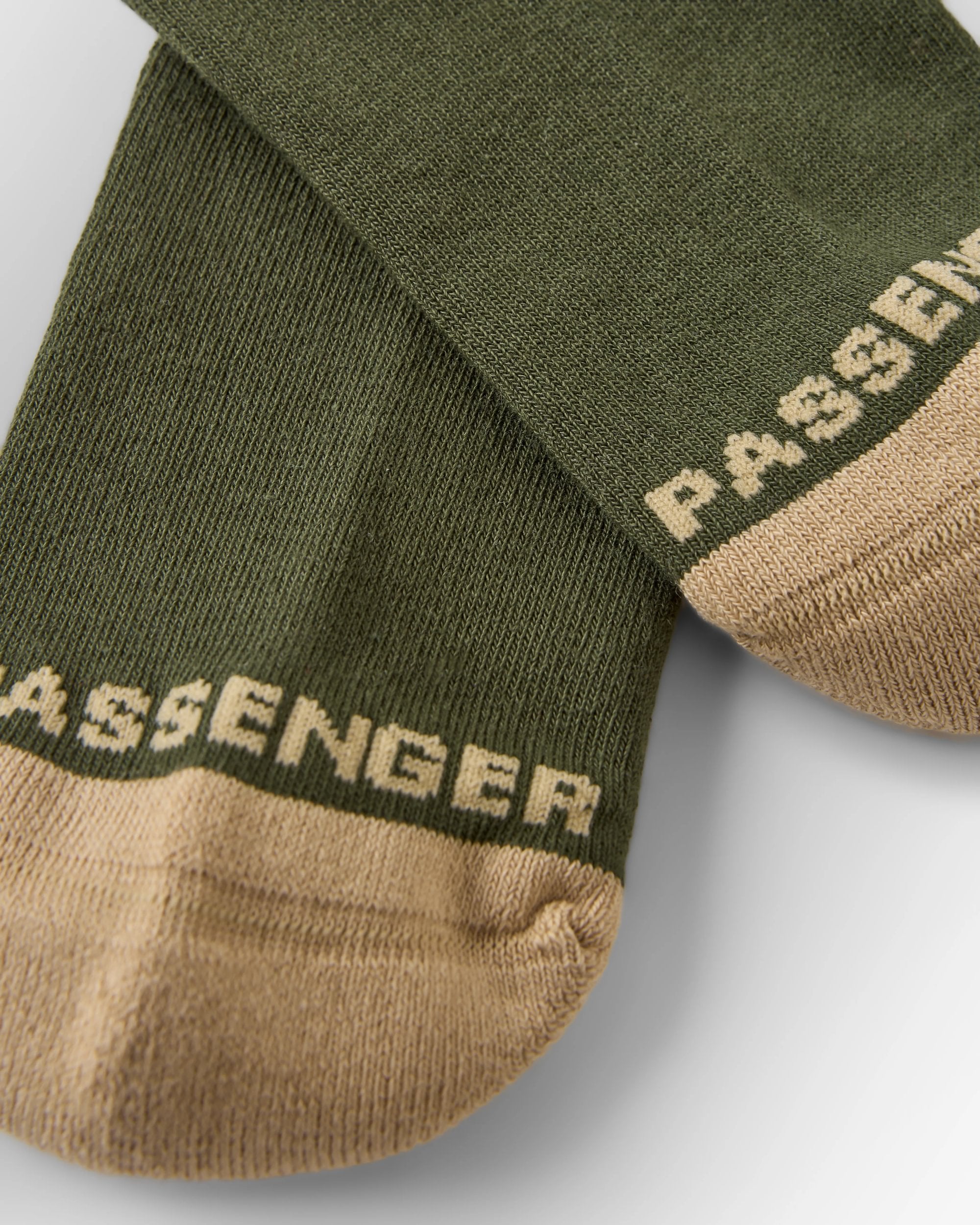 Made to Roam Graphic Crew Socks - Khaki - Flatlay