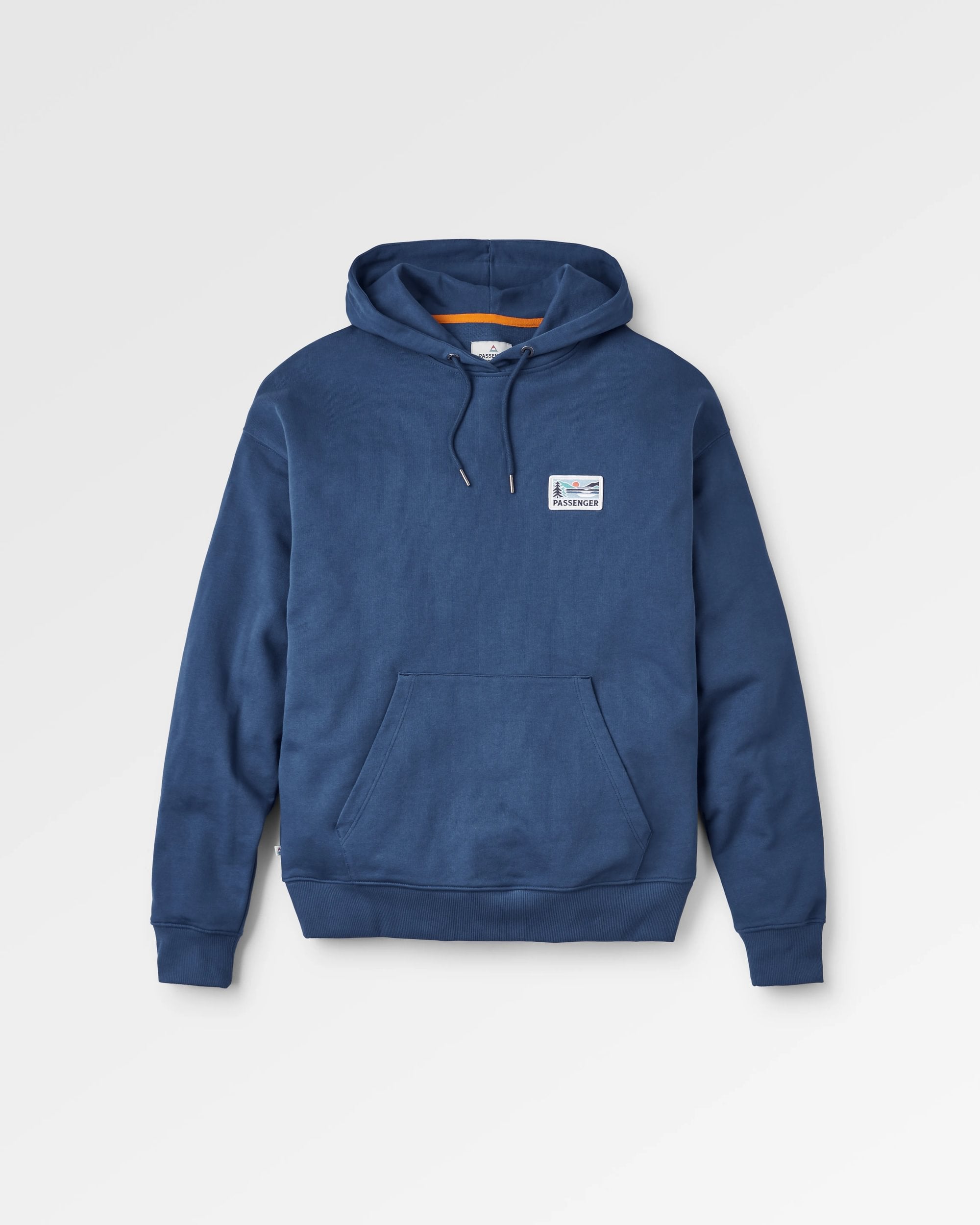 Roamer Patch Relaxed Fit Hoodie - Dark Denim - Flatlay