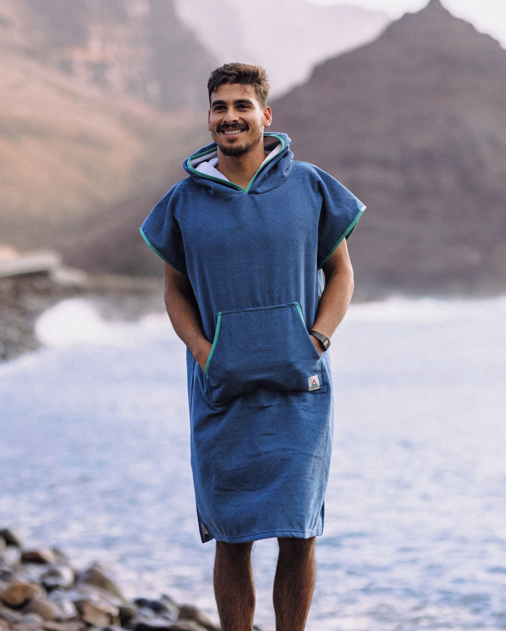 Tulum Recycled Towel Poncho - Dark Denim - Lifestyle - Male