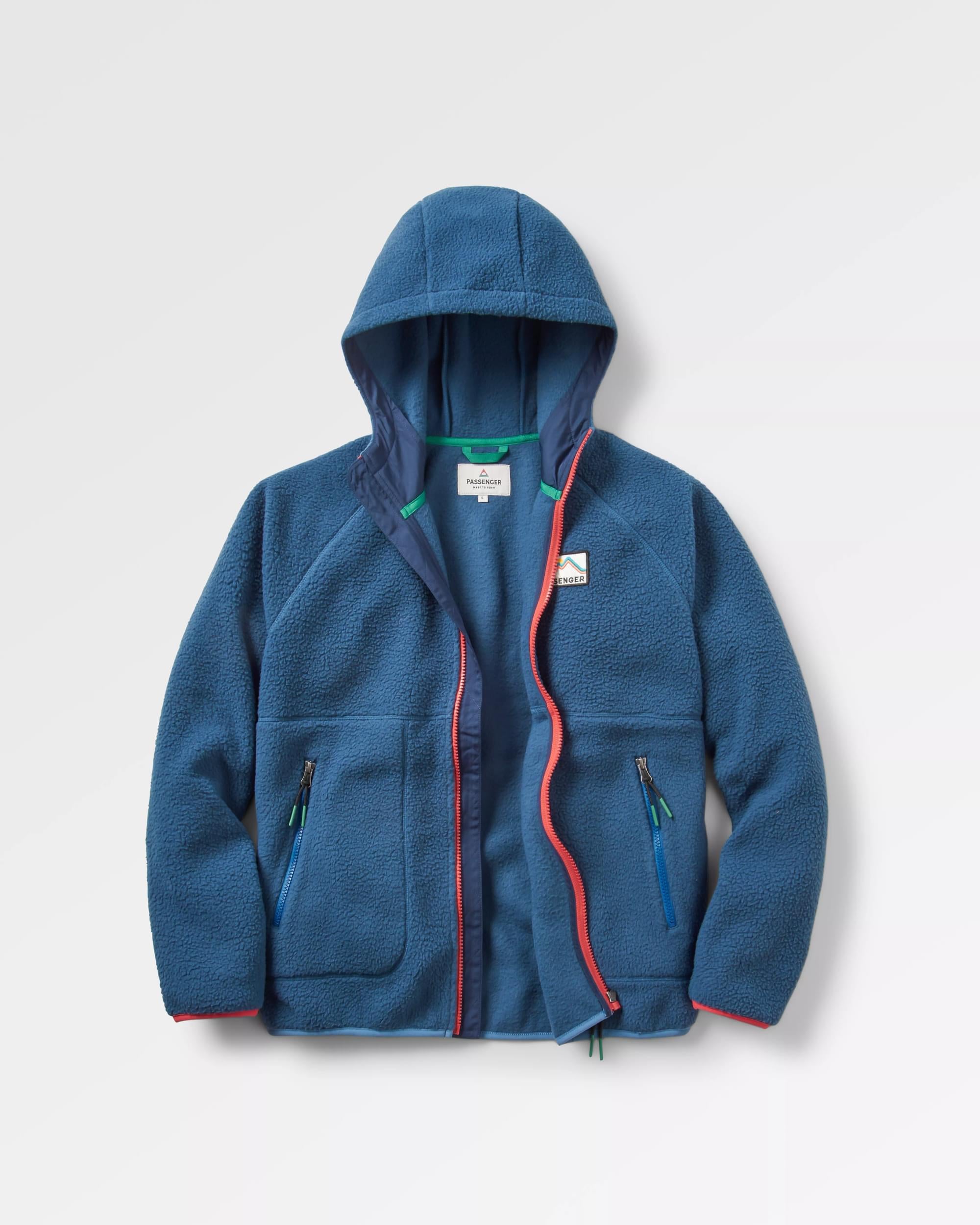 North Coast Full Zip Recycled Sherpa Fleece - Dark Denim - Flatlay