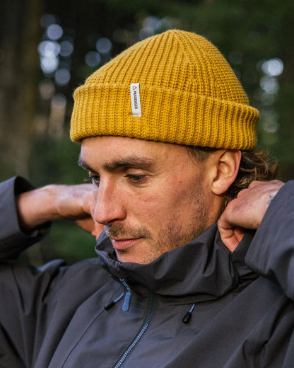 Male_Compass Recycled Beanie - Mustard Yellow