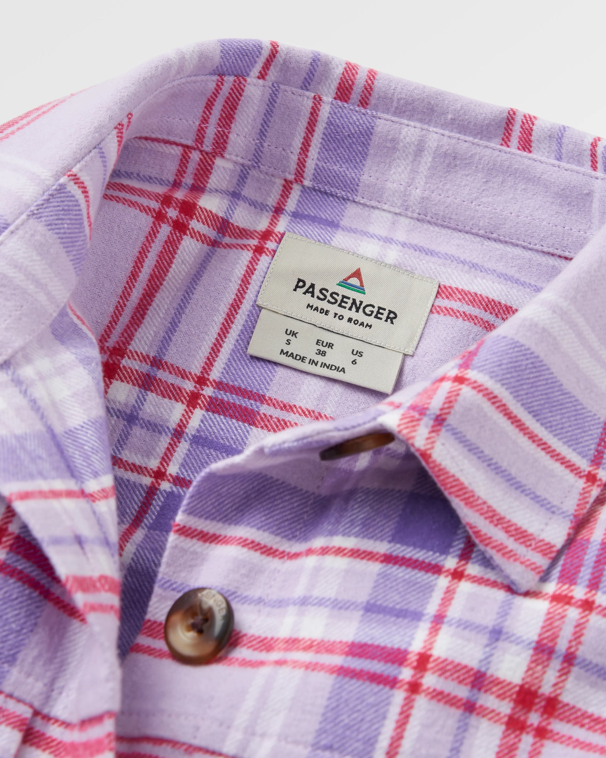 Stella Organic Cotton LS Shirt - Retro Purple Check - Flatlay