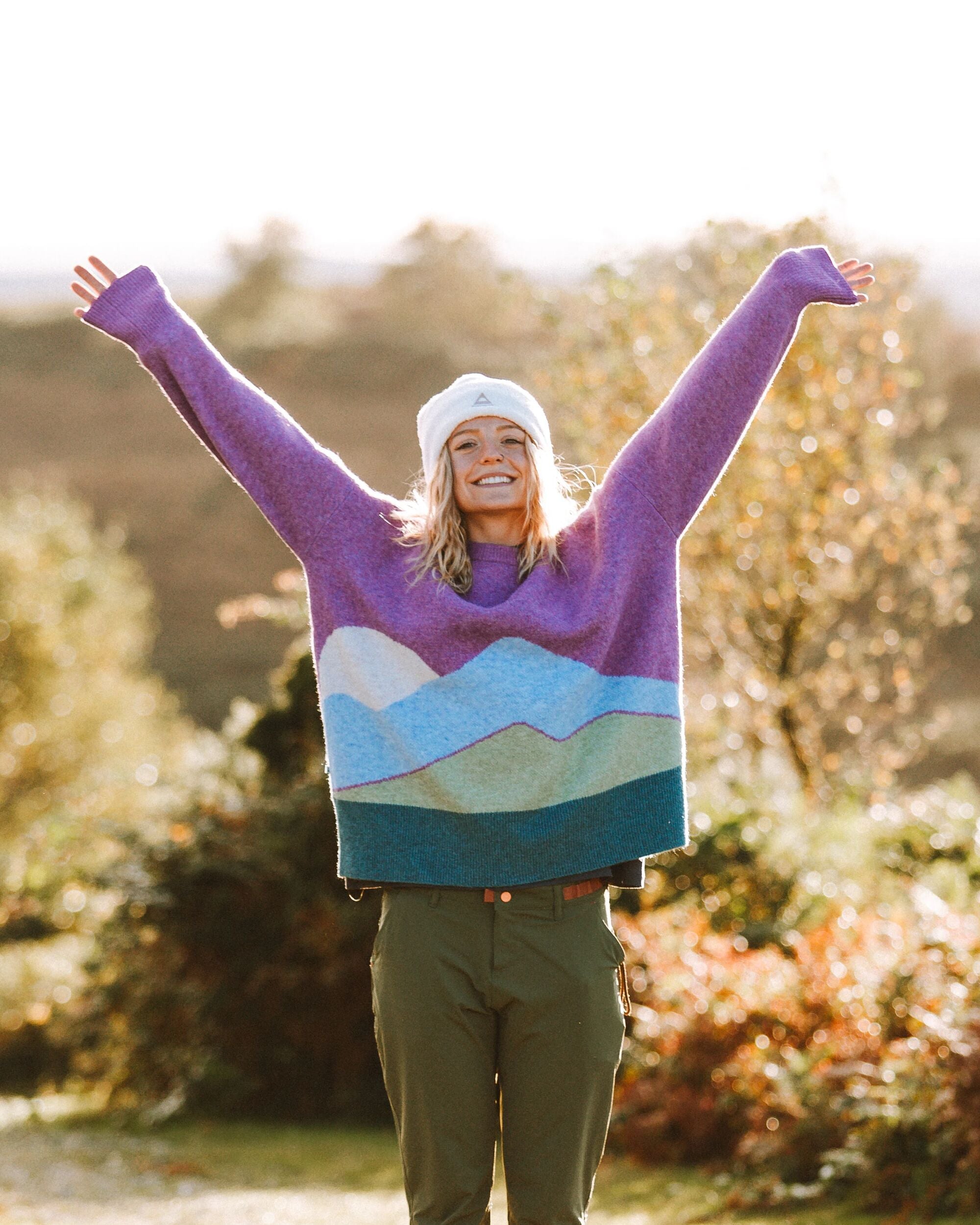 Vista Recycled Knitted Jumper - Rhubarb - Lifestyle