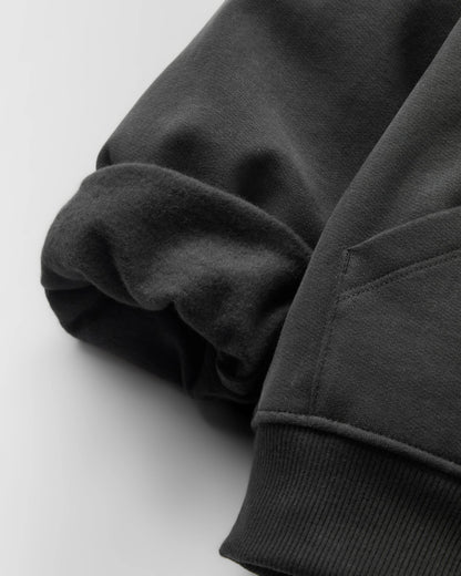 Heritage Relaxed Fit Full Zip Hoodie - Black - Flatlay
