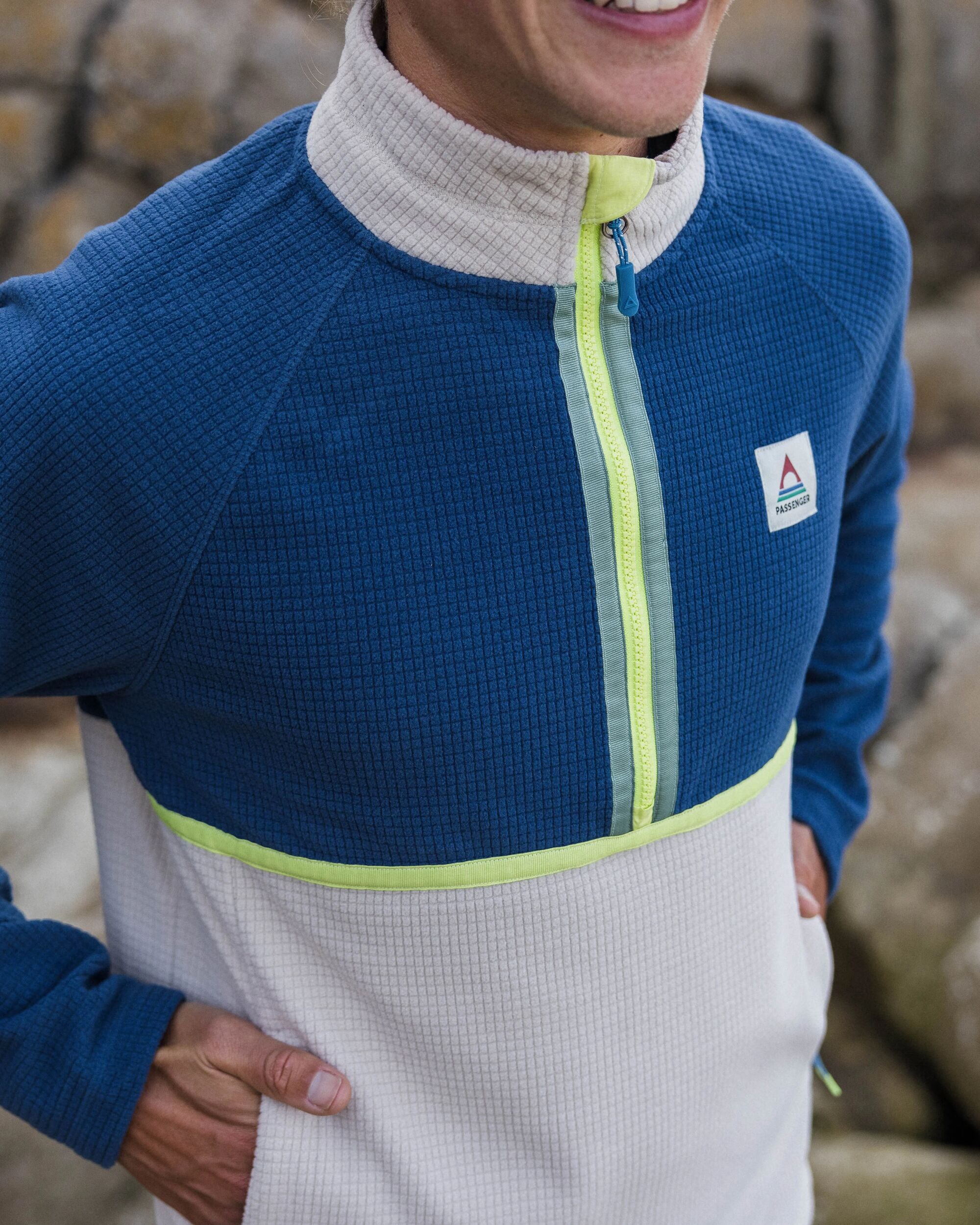 Overlook Recycled Grid Polar Fleece - Dark Denim/Pebble Grey - Lifestyle