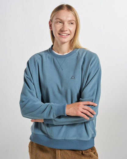 Ayla Micro Polartec® Crew Fleece - Stormy Blue  - Studio Model