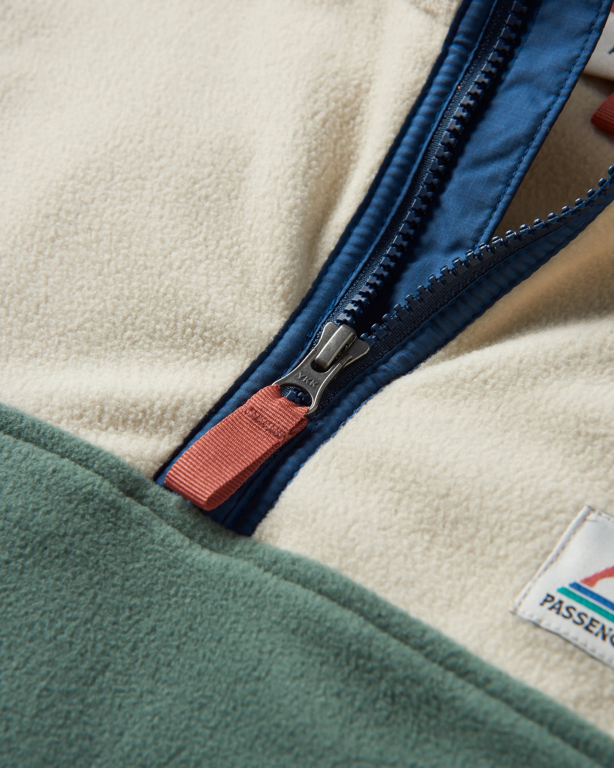 Set Off Recycled Polar 1/4 Zip Fleece - Oatmeal/ Dark Forest - Flatlay