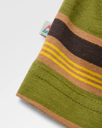 Retro Recycled Cotton Relaxed Fit T-Shirt - Khaki Multi Stripe - Flatlay