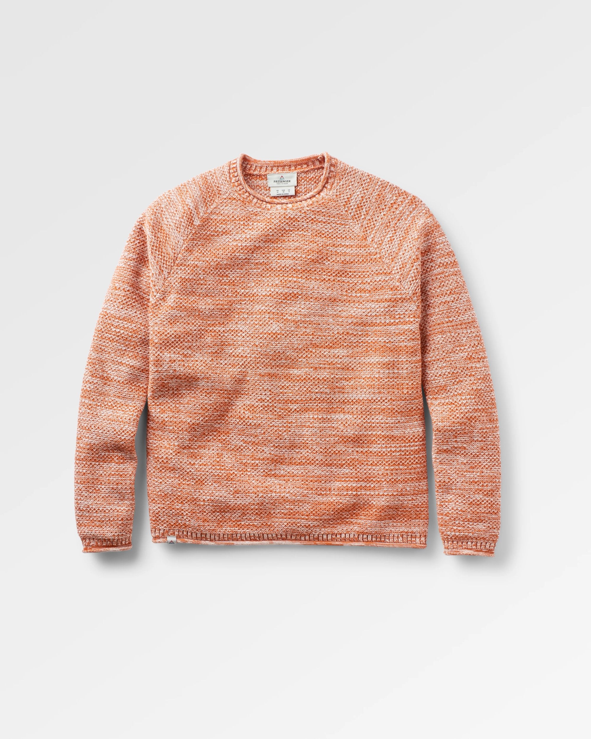Shore Organic Cotton Knitted Jumper - Sunset Orange - Flatlay
