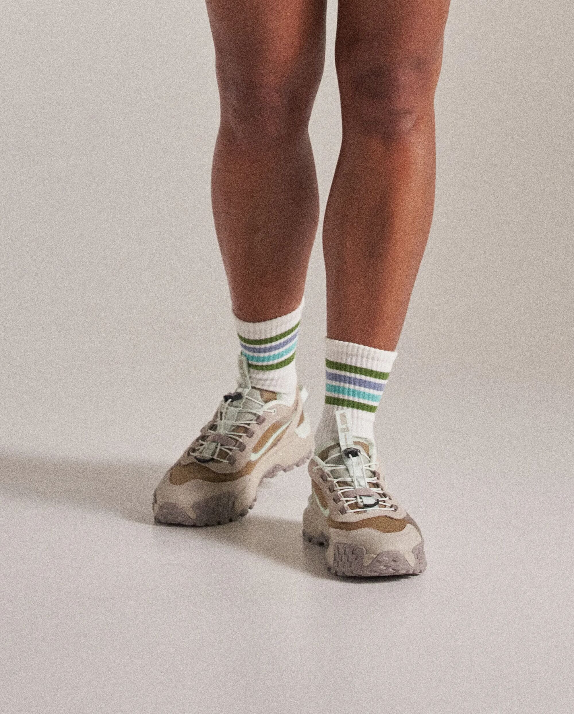 Organic Midweight Crew Socks - Birch - Studio Model - Female