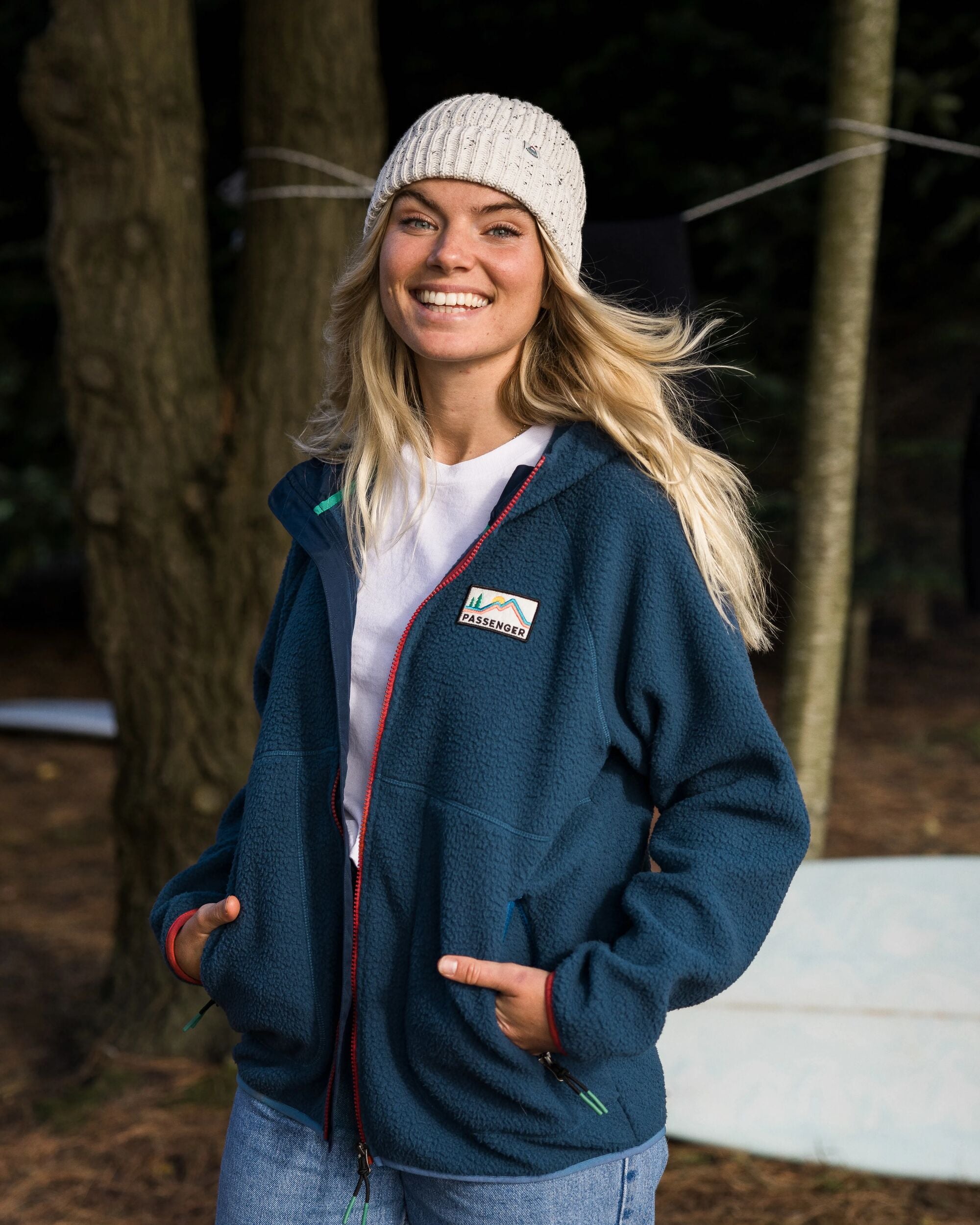 North Coast Full Zip Recycled Sherpa Fleece - Dark Denim - Lifestyle