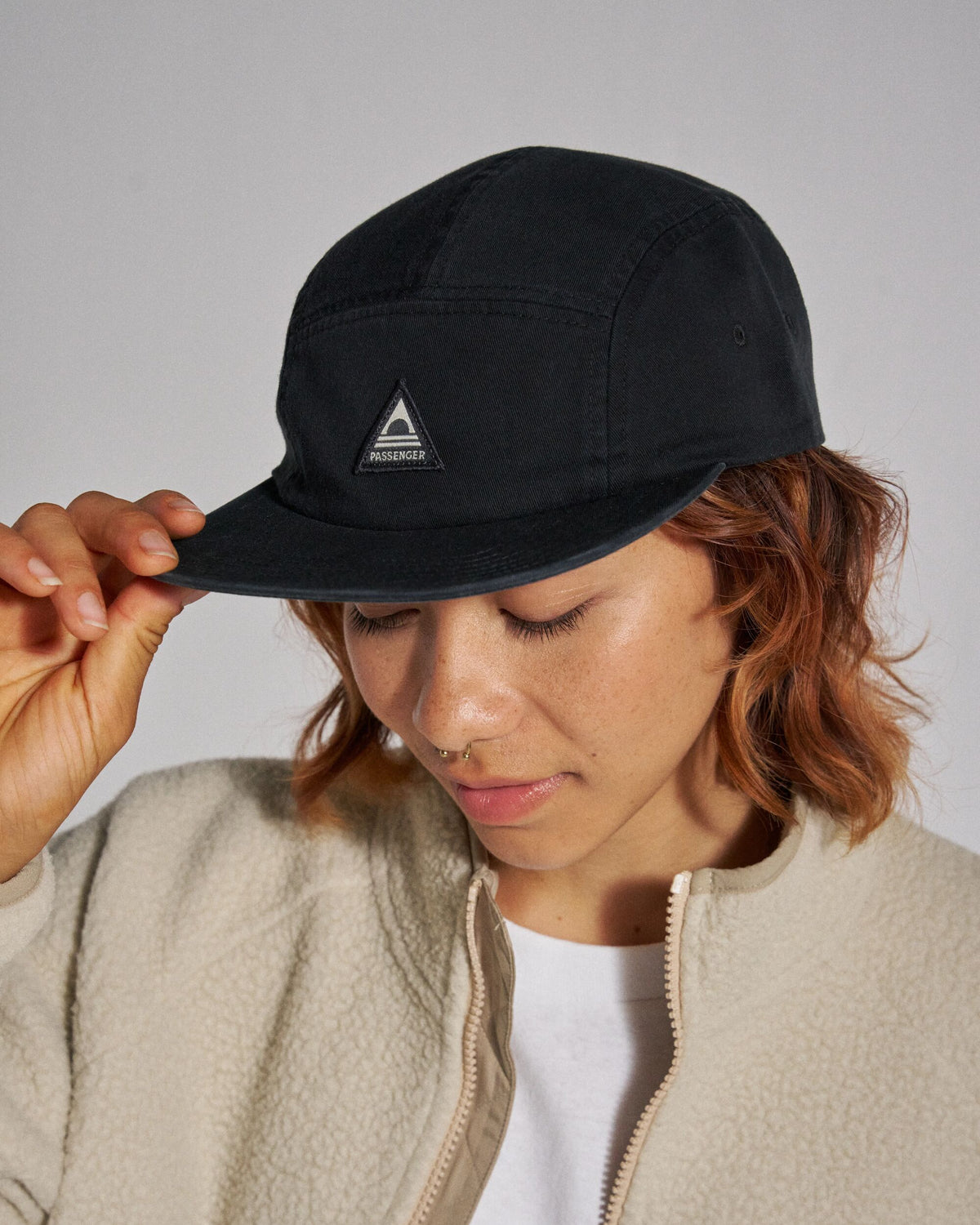 Fixie 5 Panel Cap - Faded Black - Studio Model - Female