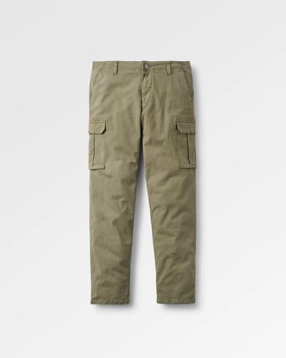 Lakeside Cargo Cotton Trouser - Dusty Olive - Flatlay