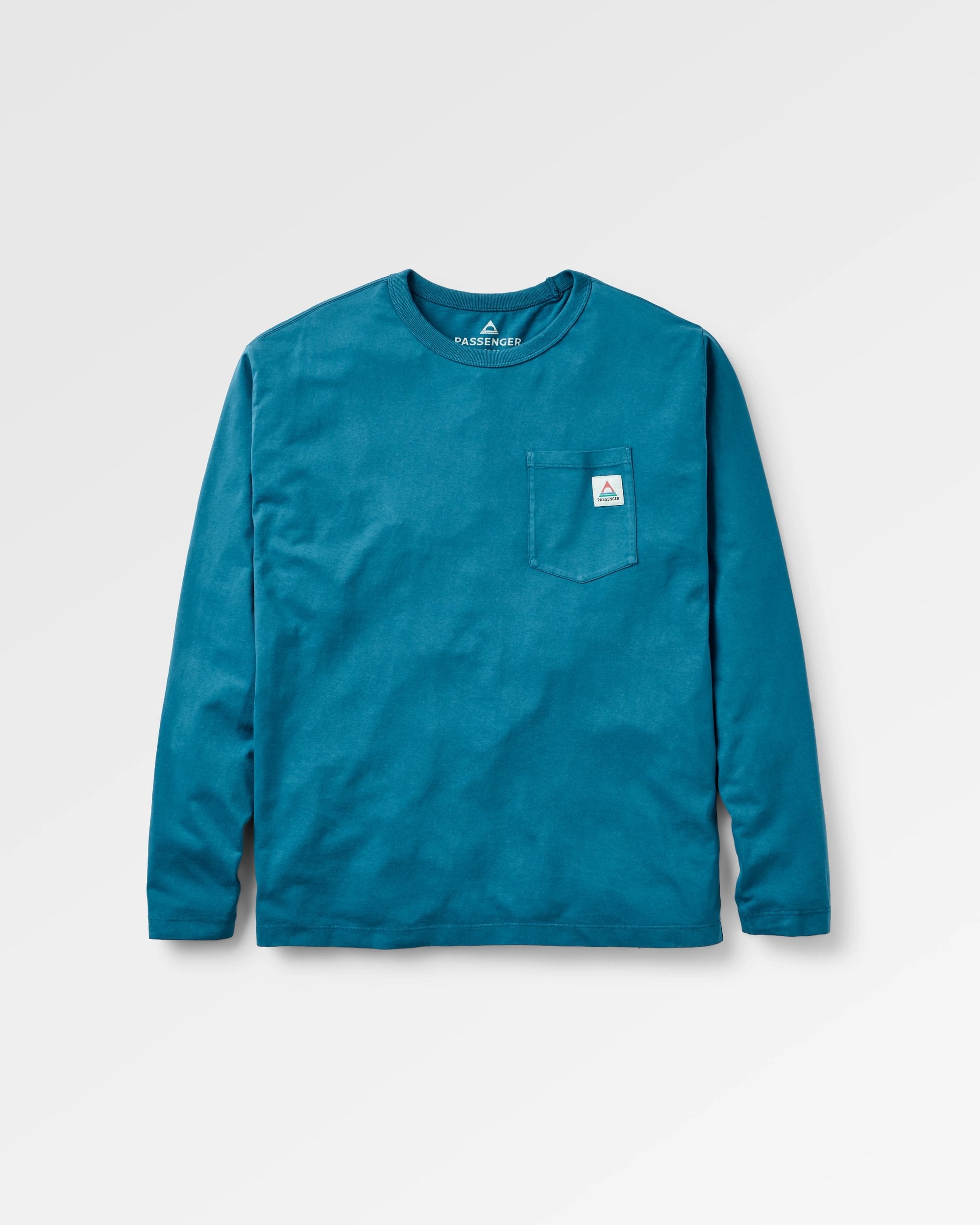 Heritage Recycled Relaxed Fit LS T-Shirt - Tidal Blue - Flatlay