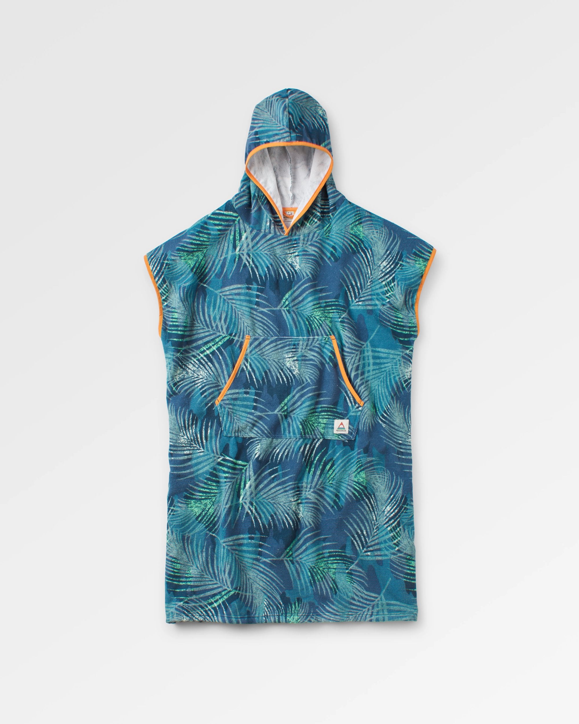 Tulum Recycled Towel Poncho - Palm Camo Moonlight - Flatlay