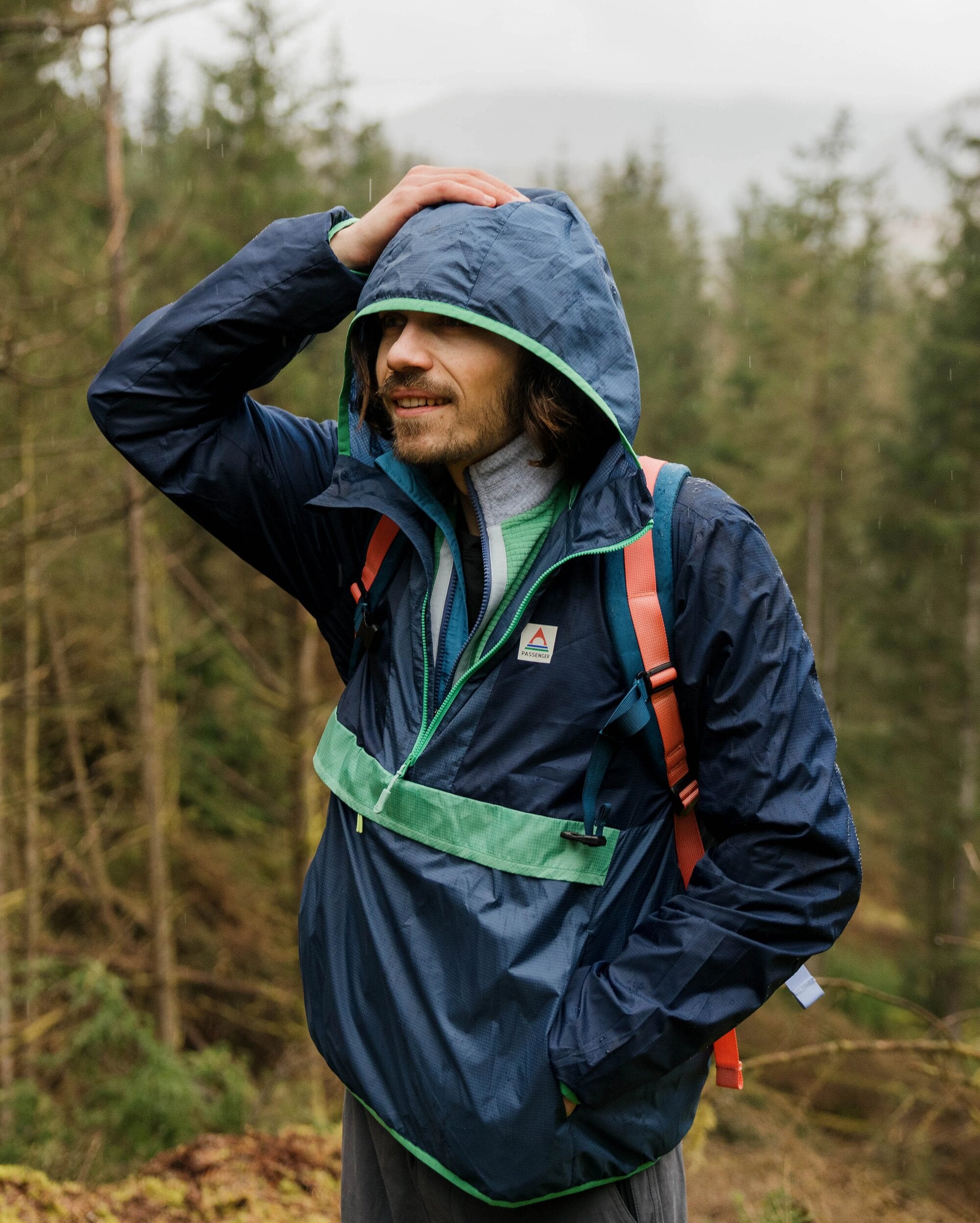 Gusto Recycled Windshell Anorak - Rich Navy/Dark Denim - Lifestyle