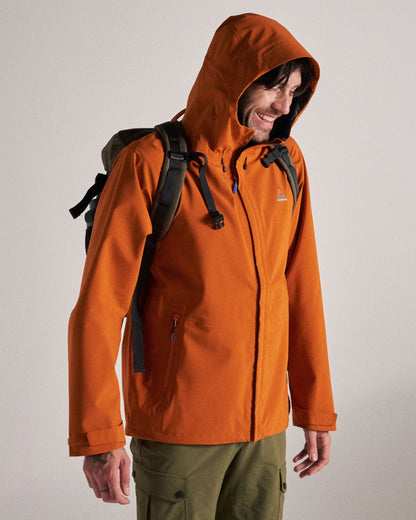 Five Season Recycled Waterproof Jacket - Sunset Orange - Studio Model