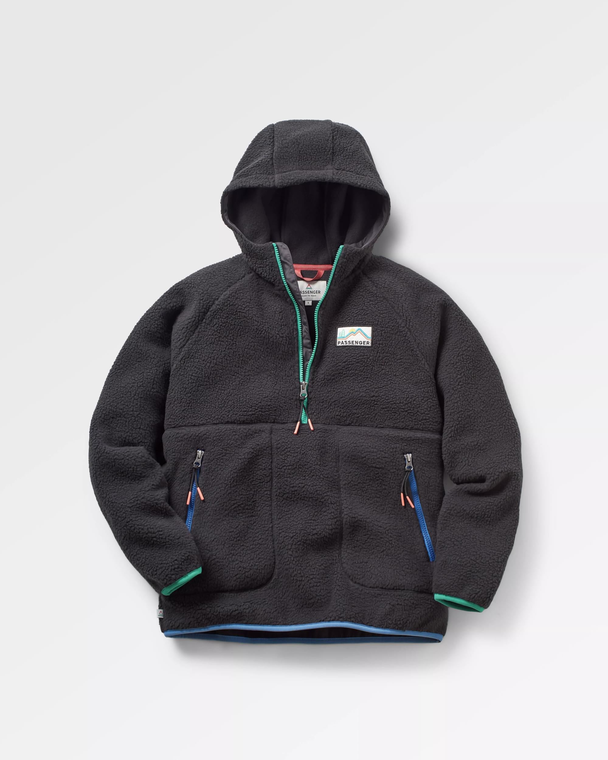 Maine 1/2 Zip Recycled Sherpa Fleece - Black - Flatlay
