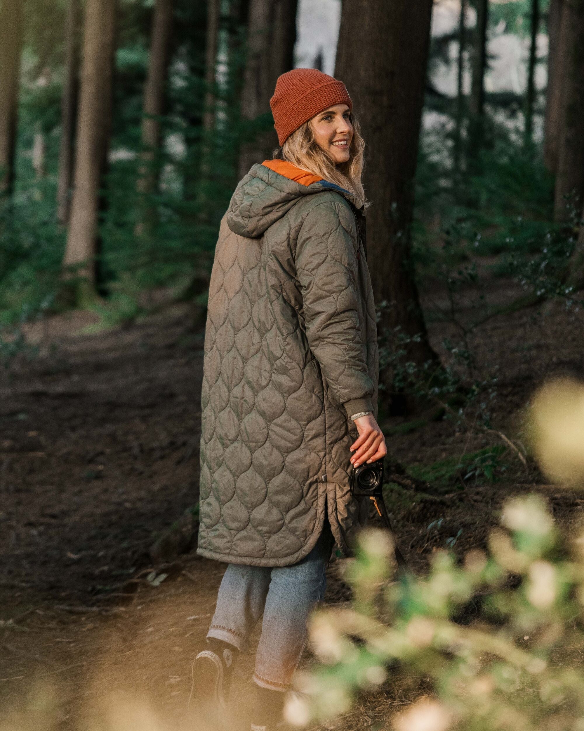 Flora Long Recycled Insulated Parka - Dusty Olive - Lifestyle