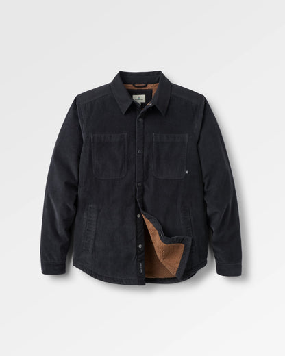 Kodiak Sherpa Lined Cord Overshirt - Faded Black - Flatlay