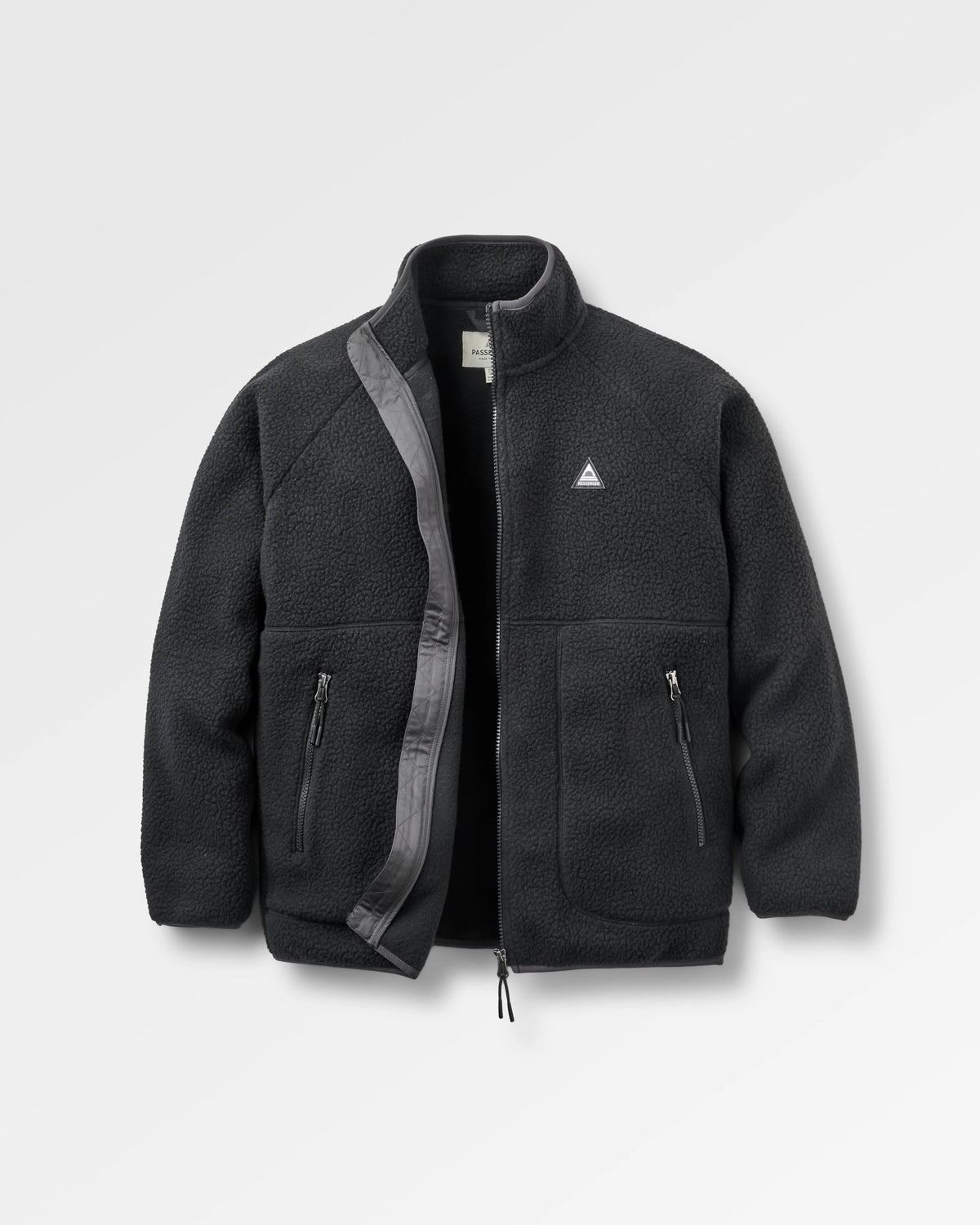 Home Full Zip Sherpa Fleece - Black - Flatlay