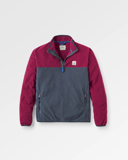 Set Off Recycled Polar 1/4 Zip Fleece - Warm Berry/Charcoal  - Flatlay