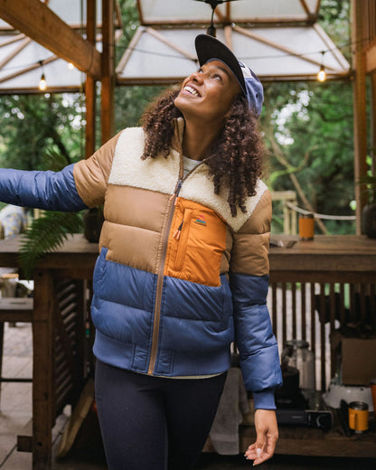 Inspire Recycled Insulated Hooded Jacket - Dark Denim/Toffee - Lifestyle