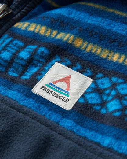 Set Off Recycled Polar 1/4 Zip Fleece - Patchwork Stripe Tidal Blue/ Deep Navy