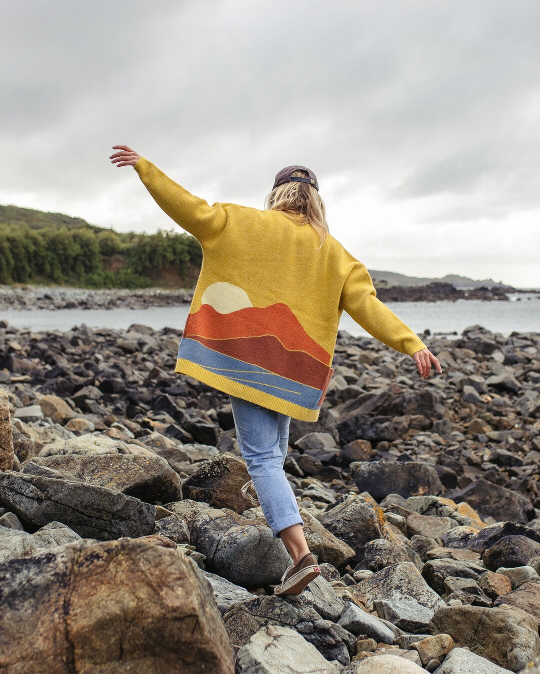 Vista Recycled Knitted Cardigan - Amber Gold - Lifestyle