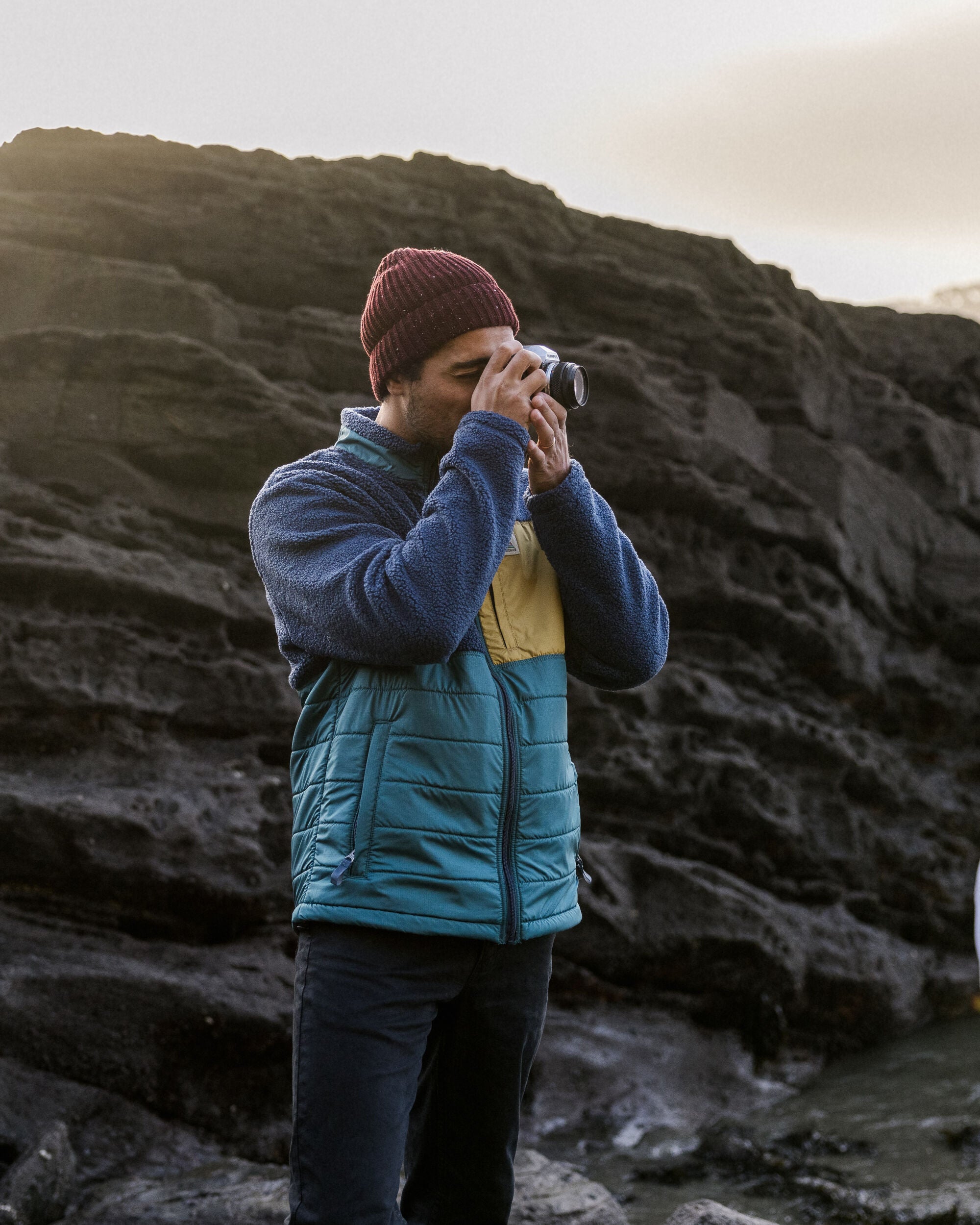 Born Explorer Recycled Polar-Lined Sherpa Fleece - Dark Denim - Lifestyle