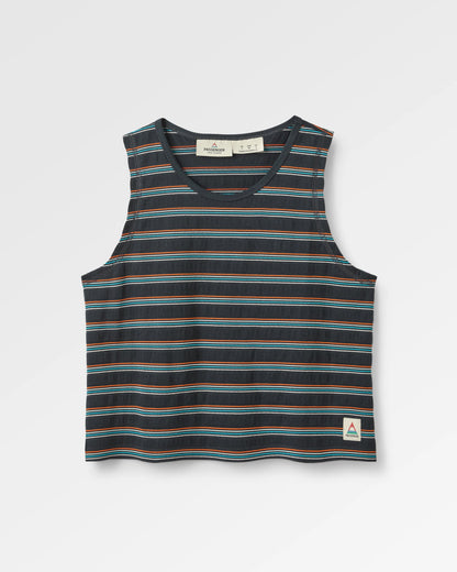 Retro Vibes Organic Cotton Vest - Black Multi Stripe - Flatlay