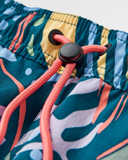 Way Out NetPlus® All Purpose Short - Abstract Seaweed Tidal Blue - Flatlay