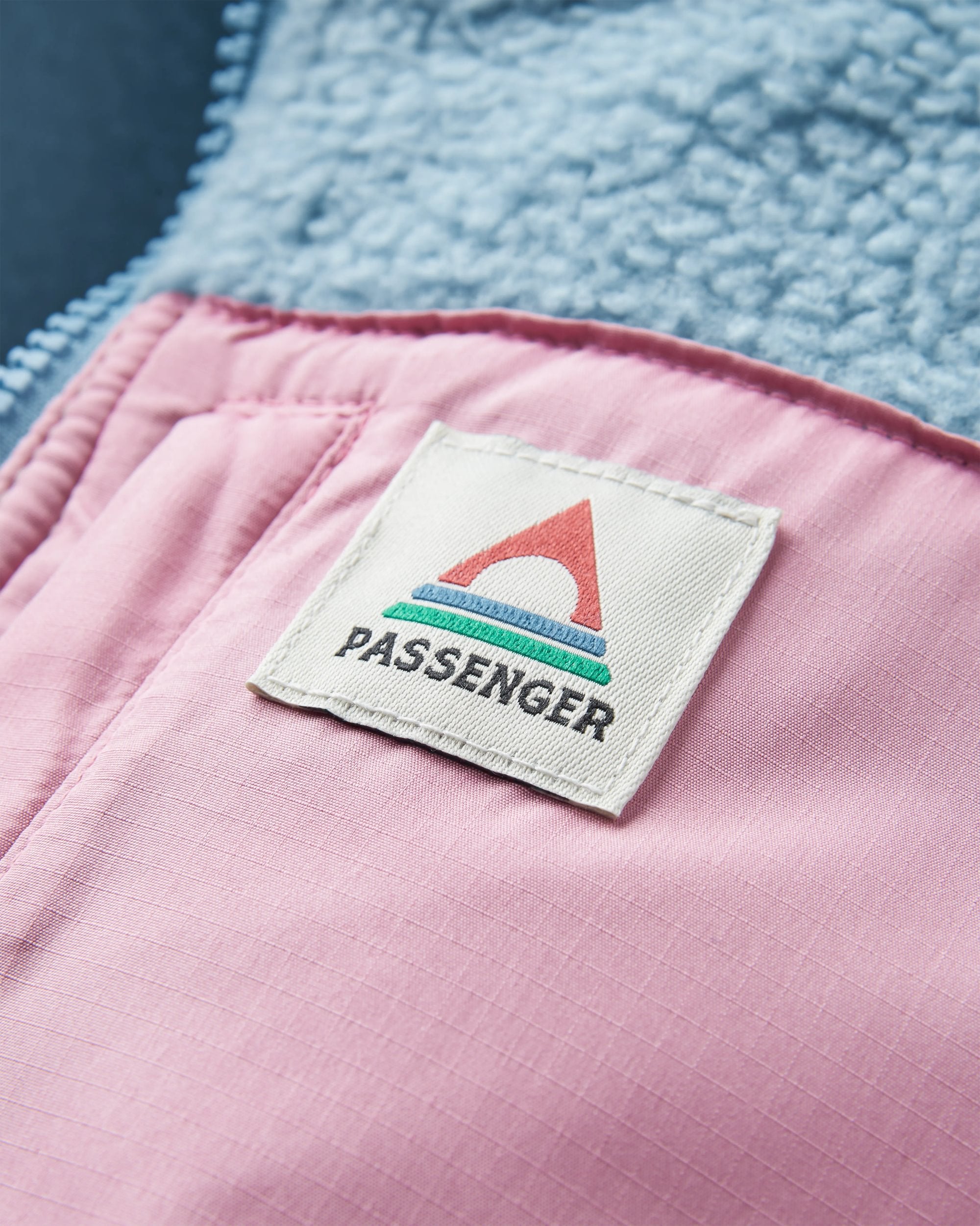 Fairbanks Recycled Sherpa Gilet - Faded Denim/Simply Taupe - Flatlay