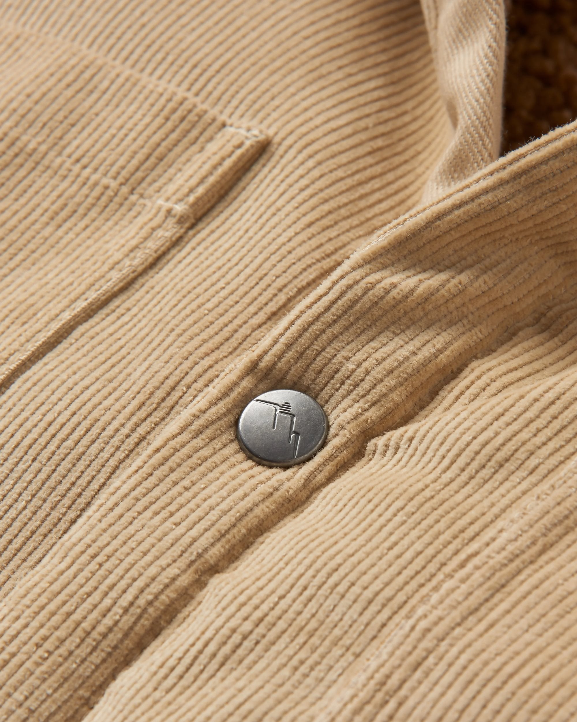 Kodiak Sherpa Lined Cord Overshirt - Stone - Flatlay