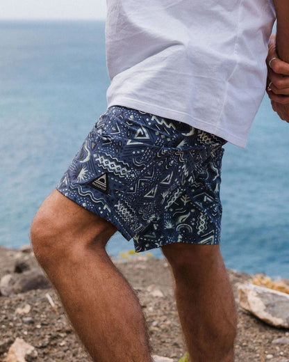 Drifter Beach Linerless Short - Elemental Geo Purple Indigo - Lifestyle