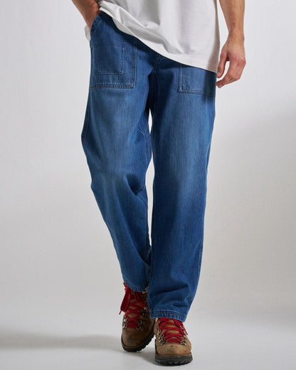 Adventurer Denim Trouser - Mid Wash Denim  - Studio Model