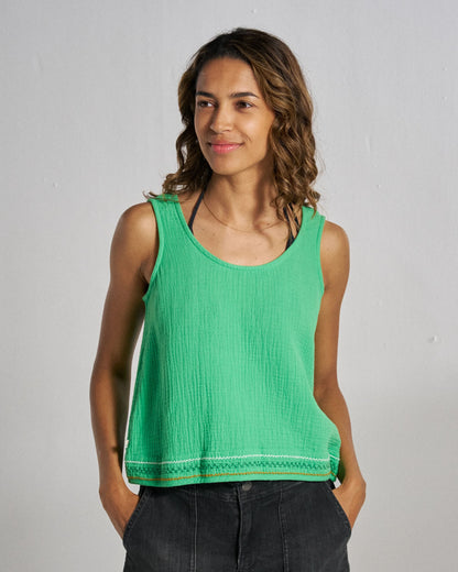 Waveney Cotton Top - True Green - Studio Model