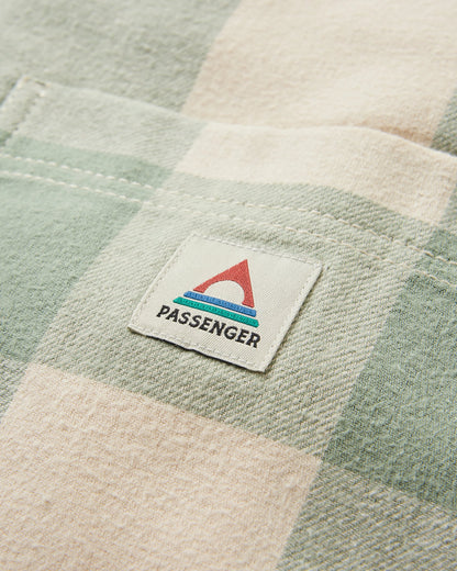 Flint Organic Cotton Overshirt - Pistachio Buffalo Check - Flatlay