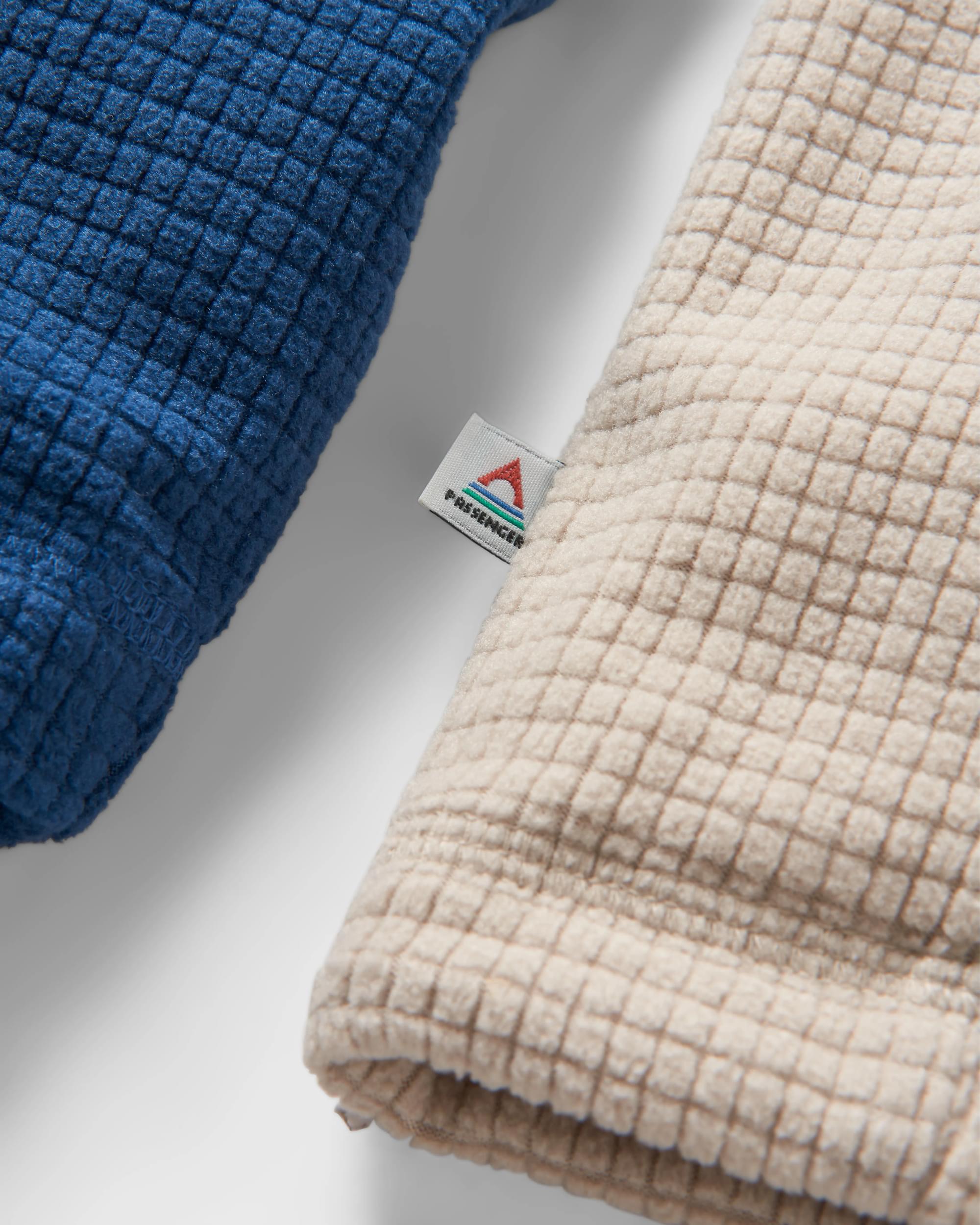 Overlook Recycled Grid Polar Fleece - Dark Denim/Pebble Grey - Flatlay