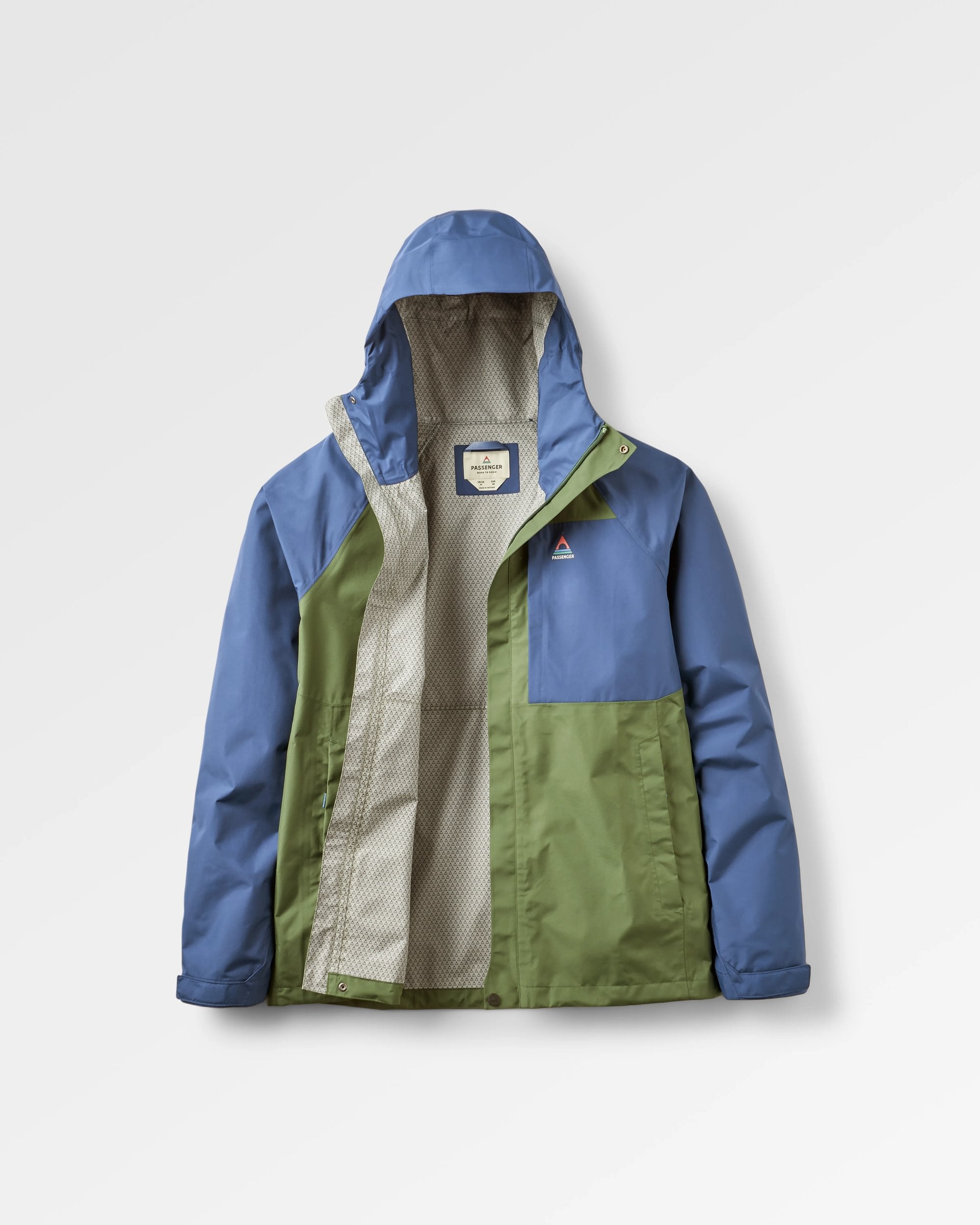 Trailscape Men's Recycled Waterproof Jacket - Dark Denim/Wild Green - Flatlay
