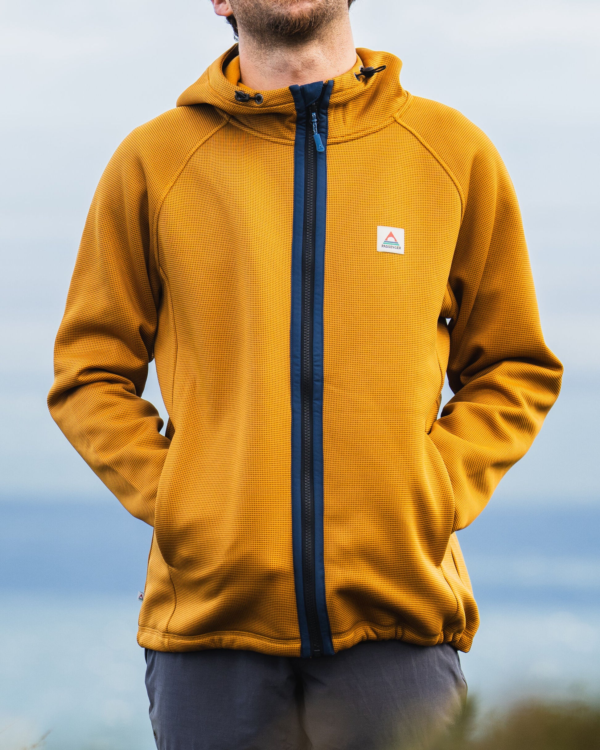 Vertical Full Zip Hooded Recycled Fleece - Dusty Ochre