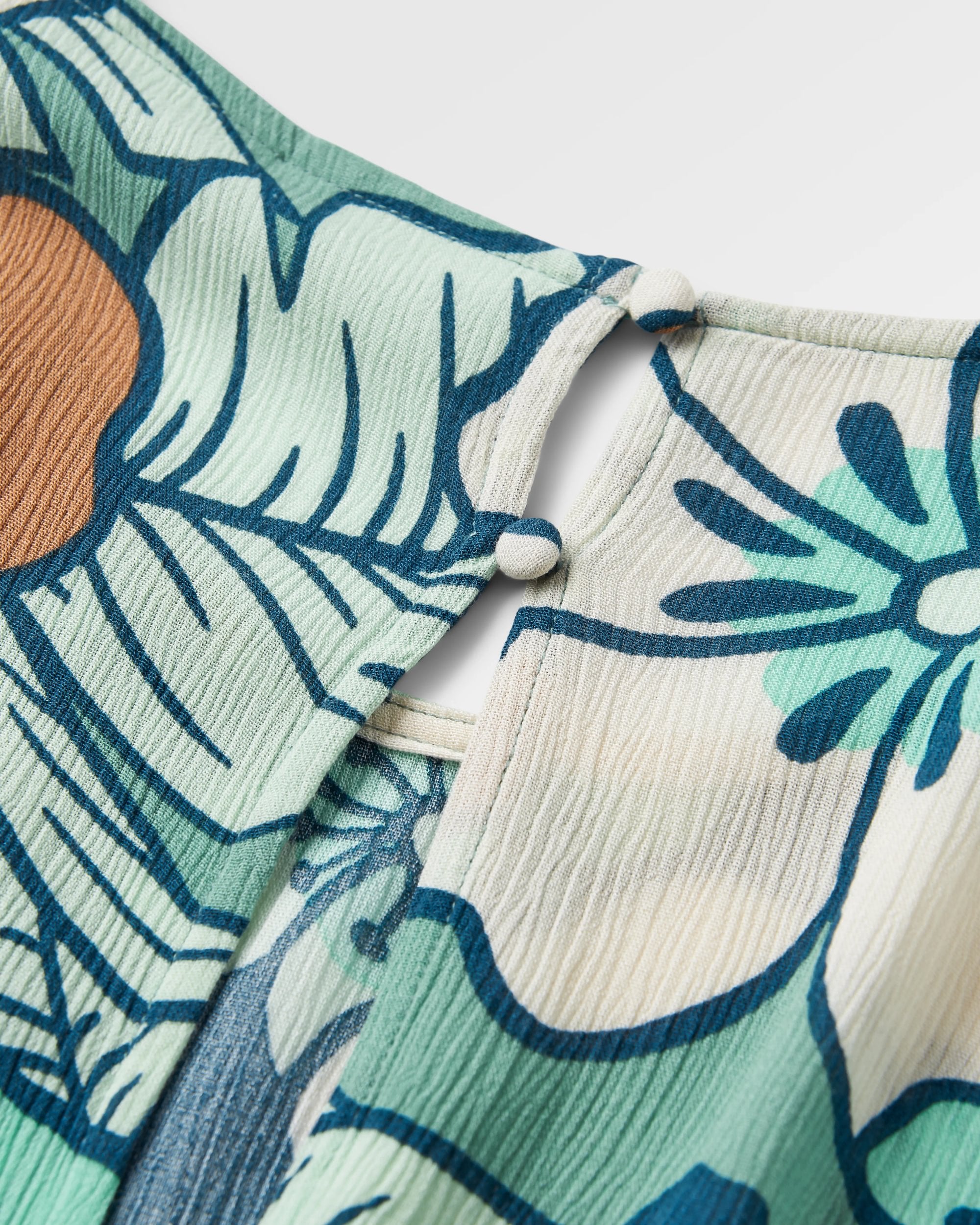 Thimbleberry Jumpsuit - Vintage Floral Aqua - Flatlay